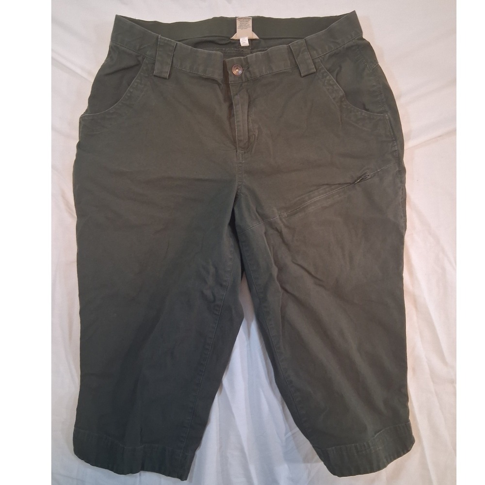 Duluth Trading Co Women's Size 14 Olive Green Utility Capri Cropped Pants